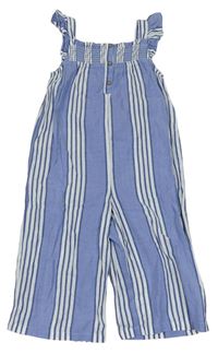 Modro-bílý pruhovaný lehký culottes overal F&F