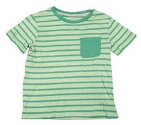 Zelankovo-zelené pruhované tričko s kapsou H&M