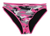 Šedo-černo-neonově růžové army plavkové kalhotky Matalan