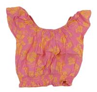 Růžovo-oranžový květovaný crop top River Island