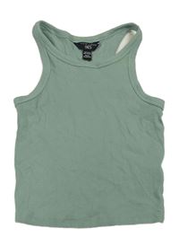 Khaki žebrovaný crop top New Look