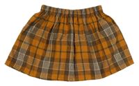 Oranžovo-hnědá kostkovaná sukně 