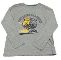 Šedé triko s tygrem a nápisy Primark