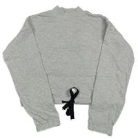 Světlešedá melírovaná crop mikina H&M