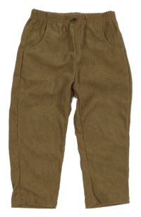 Hnědé žebrované sametové kalhoty Shein