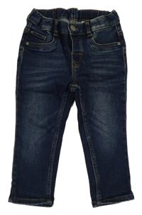 Tmavomodré teplákové skinny rifle H&M