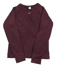 Mahagonové žebrované crop sportovní triko s nápisem Topolino