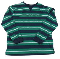 Zeleno-tmavomodro-bílé pruhované triko Primark