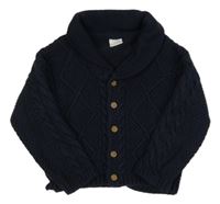 Tmavomodrý vzorovaný propínací svetr Next