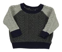 Tmavošedo-šedo-tmavomodrý vzorovaný svetr GAP