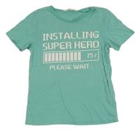 Světlezelené tričko s nápisy H&M