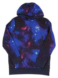 Tmavomodro-fialová galaxy mikina s kapucí F&F