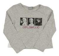 Světlešedé crop triko s Annou a Elsou Disney