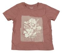 Starorůžové tričko s květy Primark