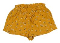 Hořčicové květované lehké kraťasy s páskem Primark
