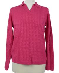 Dámský fuchsiový vzorovaný lehký svetr s límečkem TU 