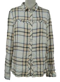 Dámská smetanovo-barevná kostkovaná halenka s volánkem F&F