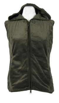 Dámská hnědá plyšová propínací vesta s kapucí TCM 