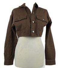 Dámská hnědá crop riflová bunda H&M