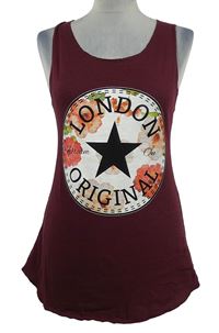 Nové - Dámský vínový top s potiskem Capital 