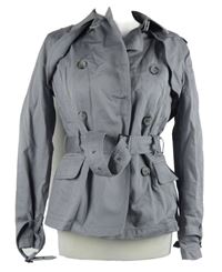 Dámský šedý plátěný krátký kabát s páskem M&S