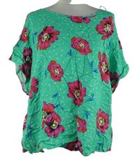 Dámská zelená květovaná halenka Peacocks 