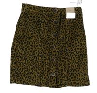 Nové - Dámská béžovo-černá vzorovaná manšestrová sukně TU 