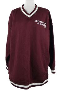 Dámská vínová mikina s nápisem a pruhy Primark 