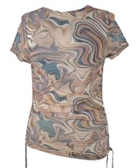 Dámské růžovo-modré vzorované tylové tričko se stahováním New Look 