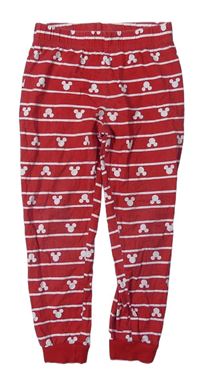 Červené pruhované pyžamové kalhoty s Mickey mousem Disney