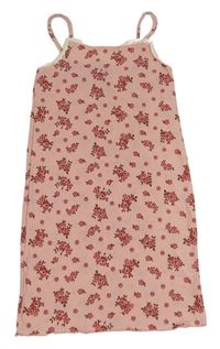 Růžové květinové žebrované šaty zn. Primark
