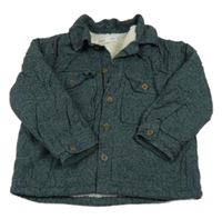 Tmavozeleno-černá melírovaná zateplená košilová bunda Zara