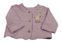 Fialová prošívaná propínací mikina s králíčkem Tu