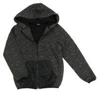 Antracitová melírovaná zateplená propínací mikina s kapucí Pocopiano