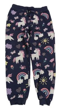 Tmavomodré tepláky s obrázky F&F