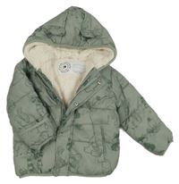 Khaki šusťáková zimní bunda se zvířátky a kapucí George