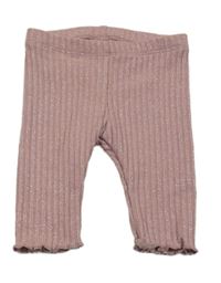 Světlerůžové třpytivé úpletové legíny Matalan