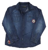 Tmavomodrá riflovo/bavlněná košile s nášivkou Charles Vögele