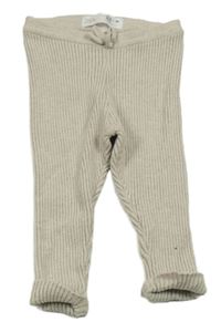 Světlebéžové žebrované pletené legíny Zara