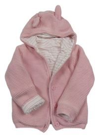 Růžový podšitý propínací svetr s kapucí Mothercare