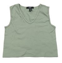 Khaki žebrovaný crop top New Look