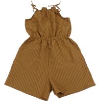 Hnědý pruhovaný kraťasový overal H&M