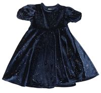 Tmavomodré saténové třpytivé šaty F&F