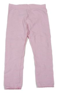 Bílo-růžové pruhované legíny Mothercare