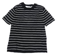 Černo-bílé úpletové pruhované crop triko H&M