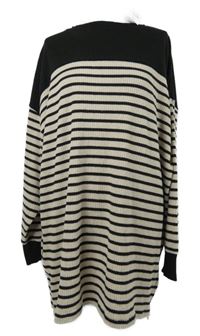 Nové - Dámský béžovo-černý pruhovaný oversized svetr se zipy F&F