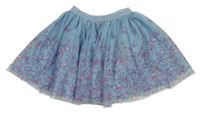 Modrá tylová sukně s motýlky Dopodopo