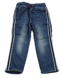 Tmavomodré teplákové rifle s pruhem na boku H&M