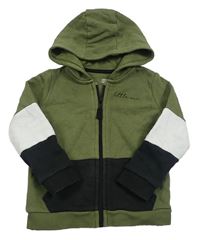 Khaki-černá propínací mikina s kapucí F&F