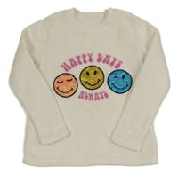 Smetanová chlupatá mikina se smajlíky Dunnes stores